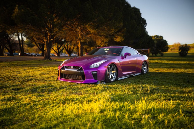 PURPLE NISSAN ON THE FIELD