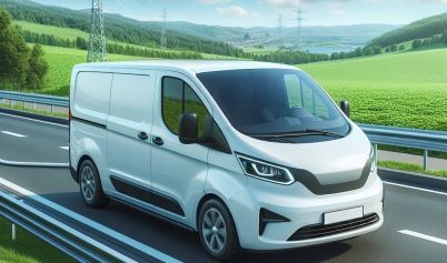 ELECTRIC VAN ON THE ROAD