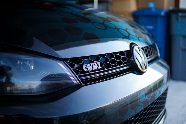 VOLKSWAGEN GTI HOOD IN CLOSE UP VIEW