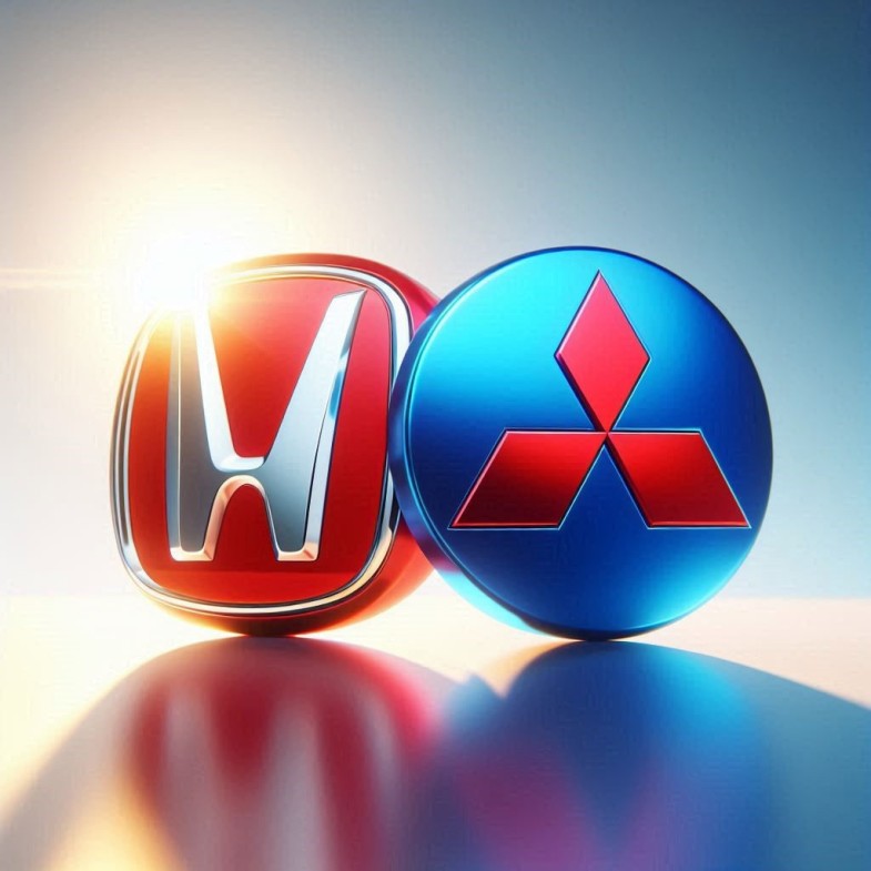 HONDA AND MITSUBISHI LOGO TOGETHER