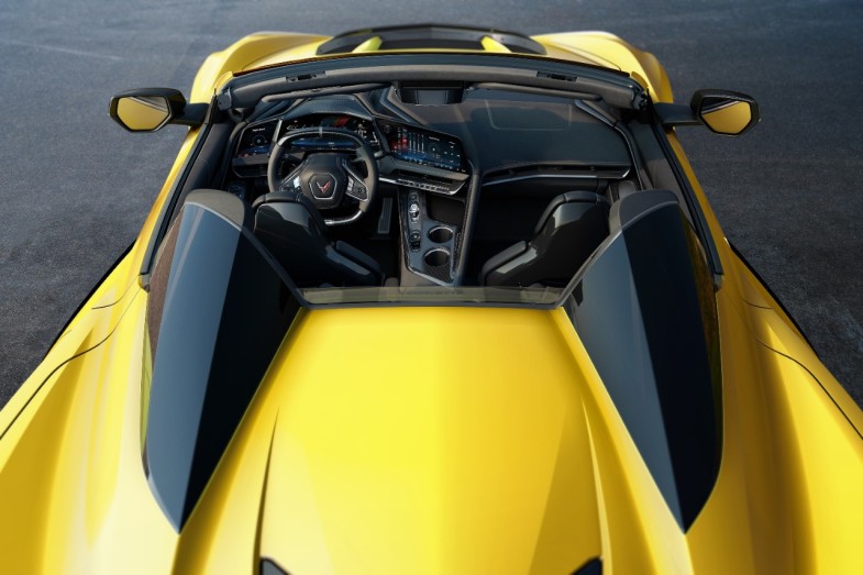 Yellow Corvette ZR1 overhead.