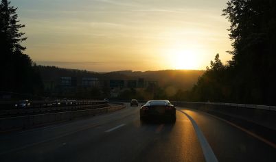 SUNSET ROAD FERRARI CAR EVENING